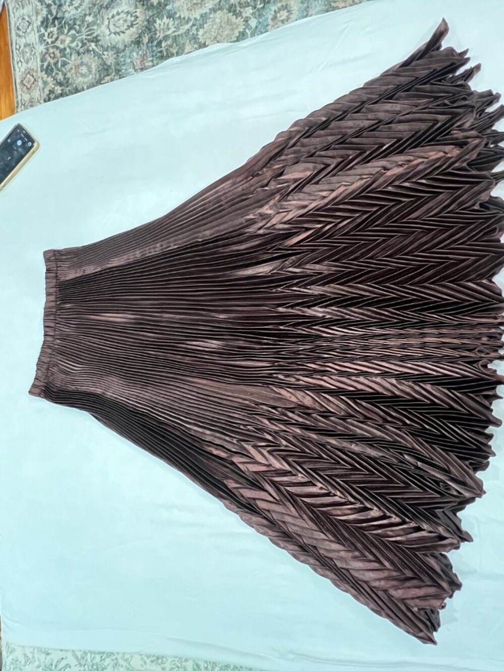 Cachet Brown Accordion Pleated Origami Maxi Skirt Size M - Picture 5 of 5